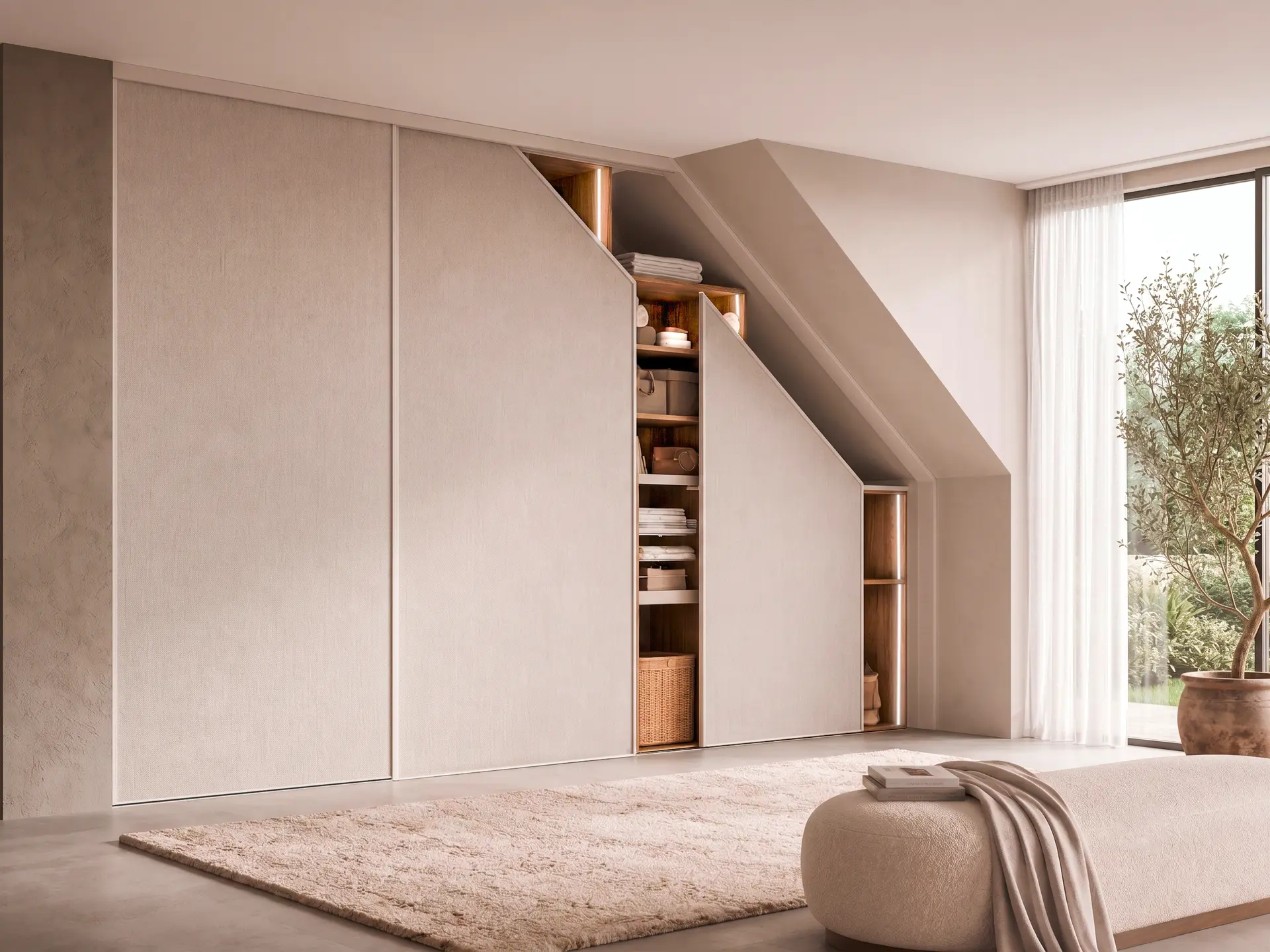 Dachschrägenschrank in Filo Cashmere