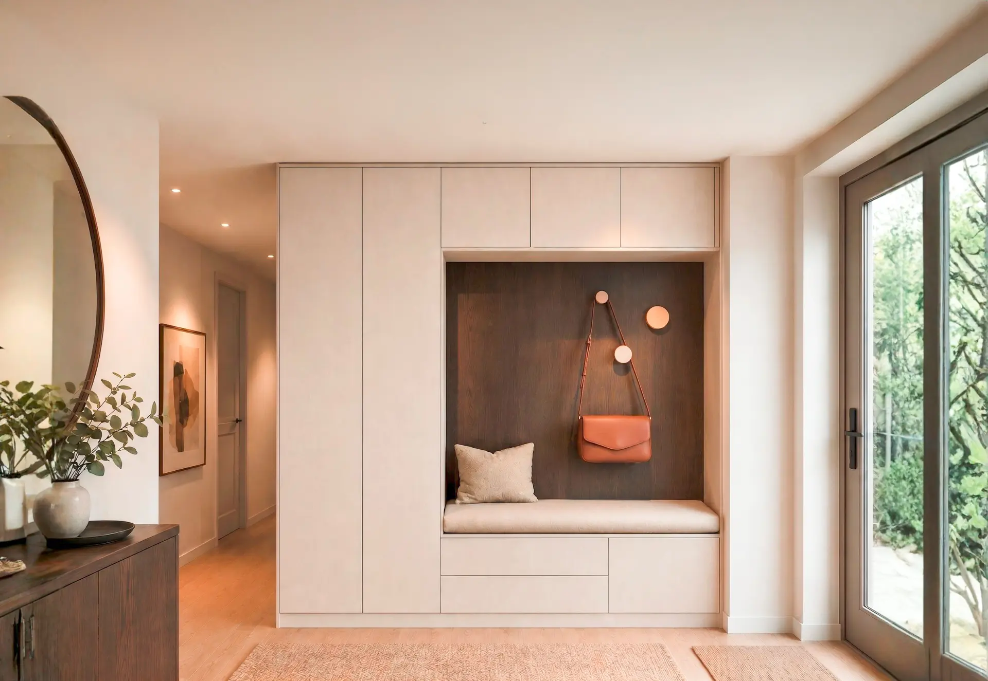 Garderobe mit Sitznische in Filo Cashmere